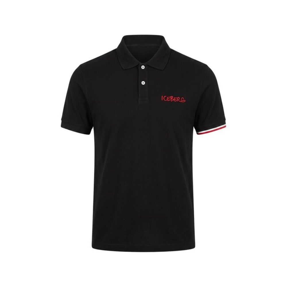 Iceberg Black Cotton Men Polo Men's Shirt